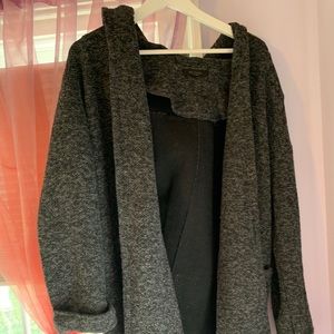 Woolen hooded sweater coat